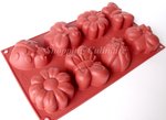 Moule silicone 6 animaux et 2 fleurs